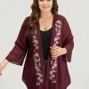 Floral Embroidered Mesh High Low Hem Kimono -Clothing Shop 415550438 ae