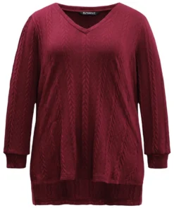 Plain Cable Knit Elastic Cuffs Sweatshirt 23 Plain Cable Knit Elastic Cuffs Sweatshirt -Clothing Shop 417662958 vq