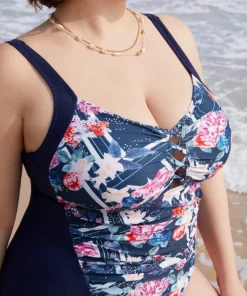Floral Crisscross Front Ruched Sculpt Waist One Piece Swimsuit -Clothing Shop 417872368 ur 5b40af1f 62a4 446a a599 3aa14627ff2a