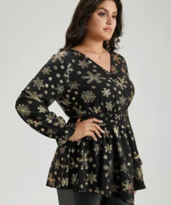 Glitter Snowflake Elastic Waist Ruched Wrap Blouse 14 Glitter Snowflake Elastic Waist Ruched Wrap Blouse -Clothing Shop 418370214 rh