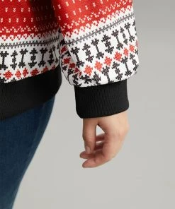 Christmas Patchwork Zipper Contrast Jacket -Clothing Shop 418378831 dk 511c0367 30b3 4414 9de3 0992df93d37e