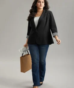 Suit Collar Striped Patchwork Blazer 14 Suit Collar Striped Patchwork Blazer -Clothing Shop 419248844 qd