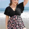Floral Patchwork Drawstring Ruffle Sleeve Tankini Top -Clothing Shop 41988995 bf c1e93564 2329 43a5 afa2 47c19ff08761