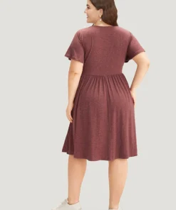 Supersoft Essentials Plain Guipure Lace Ruffles Pocket Pleated Dolman Sleeve Dress -Clothing Shop 42032003 va 3fa10602 9445 4926 93ec c46c8915860a