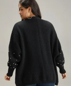 Patchwork Pearl Beaded Curved Hem Cardigan 16 Patchwork Pearl Beaded Curved Hem Cardigan -Clothing Shop 421219045 rv