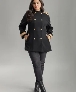 Lapel Collar Patchwork Double Breasted Pocket Coat 15 Lapel Collar Patchwork Double Breasted Pocket Coat -Clothing Shop 421227632 ac