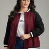 Contrast Trim Pocket Button Fly Bomber Jacket -Clothing Shop 42138343 sv