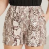 Snakeskin Print Elastic Waist Pocket Sleep Shorts -Clothing Shop 422178324 qa