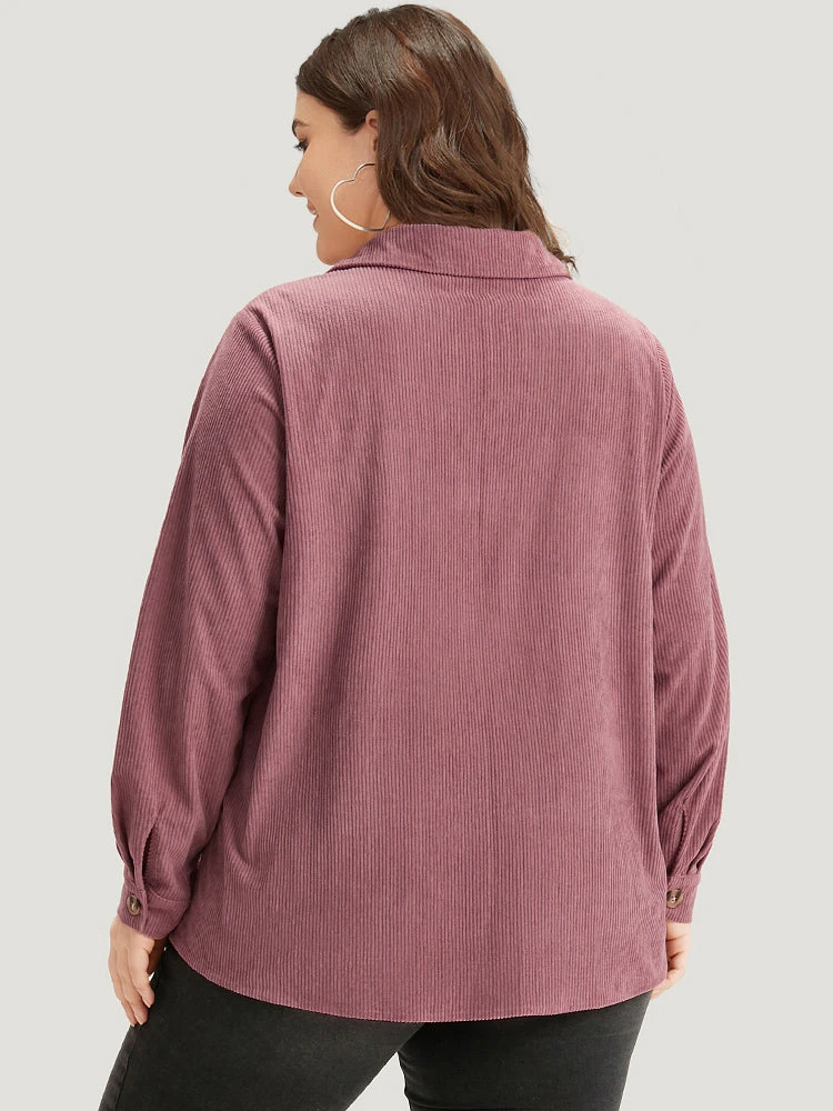 Plain Texture Pocket Button Through Shirt Collar Jacket 4 Plain Texture Pocket Button Through Shirt Collar Jacket - Image 2