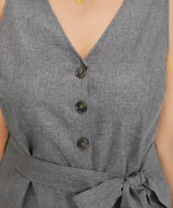 Plain Belted Button Through Roll Hem Tank Jumpsuit 17 Plain Belted Button Through Roll Hem Tank Jumpsuit -Clothing Shop 424888995 bm