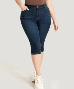 Skinny Very Stretchy Dark Wash Split Knee Denim Shorts -Clothing Shop 42514024 tz