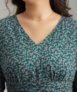 Chiffon Ditsy Floral Elastic Waist Ruffle Hem Blouse -Clothing Shop 425154124 rc