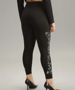 Floral Rhinestone Patchwork High Rise Leggings 9 Floral Rhinestone Patchwork High Rise Leggings -Clothing Shop 425211248 mg