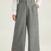 Plain Wide Leg Elastic Waist Pocket Pants -Clothing Shop 425759690 rx