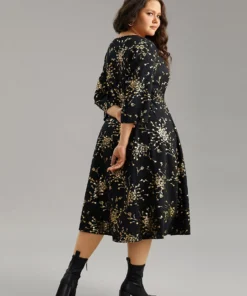 Floral Glitter Pocket Gathered Detail Dress 11 Floral Glitter Pocket Gathered Detail Dress -Clothing Shop 425954017 nz