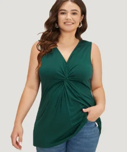 Supersoft Essentials Plain V Neck Twist Front Tank Top -Clothing Shop 426233940 zu 2d170b75 a255 47a8 80bc fa3017b8ce91