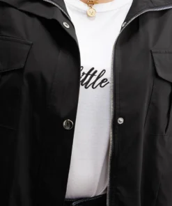 Solid Zipper Detail Button Up Drawstring Jacket 16 Solid Zipper Detail Button Up Drawstring Jacket -Clothing Shop 426899583 vz