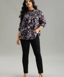 Floral Print Frill Trim Cut Out Blouse -Clothing Shop 427119594 wl d909418f 8762 49e2 a3a7 efd18f995b3b