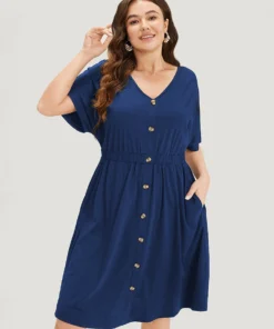 Supersoft Essentials Contrast Button Detail Shirred Pocket Dress -Clothing Shop 427325100 zh