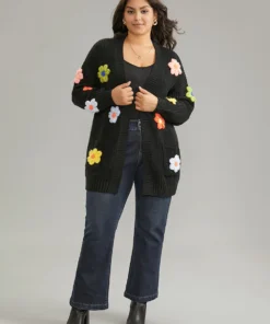 Rainbow Floral Pocket Open Front Cardigan 11 Rainbow Floral Pocket Open Front Cardigan -Clothing Shop 427595435 fp