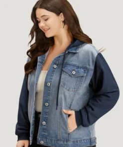 Hooded Patchwork Flap Pocket Denim Jacket -Clothing Shop 427716800 mk e9ce7679 babe 4a92 b424 b31eb8097138