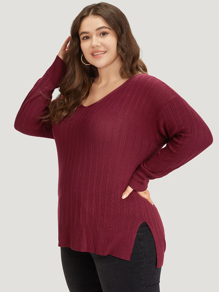 Supersoft Essentials Plain Rib Knit Split Side Pullover 5 Supersoft Essentials Plain Rib Knit Split Side Pullover - Image 3