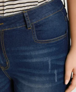 Ripped Roll Hem Pocket Very Stretchy Jeans -Clothing Shop 428807649 zk