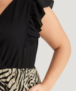 Zebra Patchwork Contrast Ruffle Cap Sleeve Pocket Jumpsuit 18 Zebra Patchwork Contrast Ruffle Cap Sleeve Pocket Jumpsuit -Clothing Shop 429167894 hp b9512b34 9f4c 49ea bc48 19b2062e8321