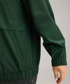 Wind-Resistant Plain Zipper Fly Pocket Jacket -Clothing Shop 429914293 vb