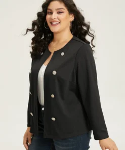 Halloween Solid Buckle Detail Jacket -Clothing Shop 430647786 sf 994b473f 2504 417f 8bae 1830e7c575bb