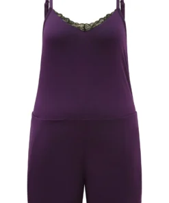 Lace Panel Patchwork Cami Sleep Jumpsuit -Clothing Shop 430861896 bz