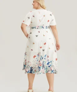 Floral & Butterfly Print Contrast Lace Pocket Belted Ruffles Dress -Clothing Shop 431143427 sm 0abf3249 9704 4f09 a4b2 fa5423285593