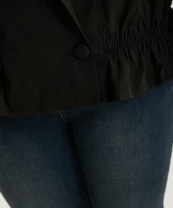 Shirred Lapel Collar Metal Buckle Button Up Coat 17 Shirred Lapel Collar Metal Buckle Button Up Coat -Clothing Shop 431400741 pv