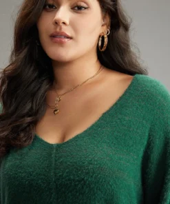 Fuzzy Solid Split Side Patchwork Pullover -Clothing Shop 43161531 ze 93668e29 dc6c 4260 bc4f 222e2f1325b9