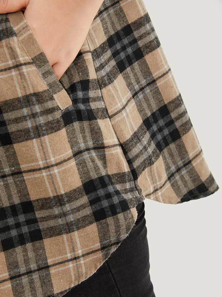 Plaid Flap Pocket Curved Hem Shacket 11 Plaid Flap Pocket Curved Hem Shacket - Image 9