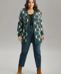 Supersoft Essentials Christmas Contrast Geometric Cardigan -Clothing Shop 433120797 ip