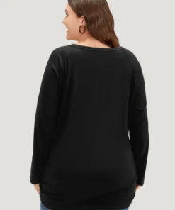 Plain Gathered Button Detail T-shirt -Clothing Shop 433184711 zh abeeb79b 81f4 4765 842e aff774966864