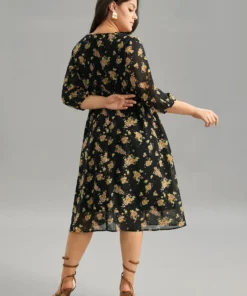 Floral Overlap Collar Pocket Elastic Waist Dress 9 Floral Overlap Collar Pocket Elastic Waist Dress -Clothing Shop 435059499 eg