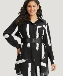 Halloween Brush Print Button Through Split Hem Kimono -Clothing Shop 436115853 cf