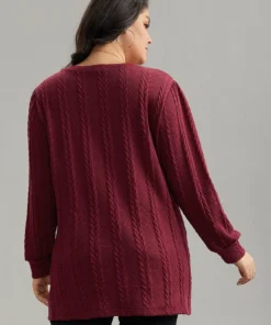 Plain Cable Knit Elastic Cuffs Sweatshirt 20 Plain Cable Knit Elastic Cuffs Sweatshirt -Clothing Shop 436404738 pu