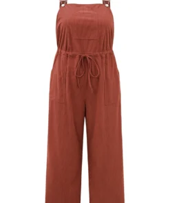 Plain Textured Drawstring Adjustable Straps Jumpsuit -Clothing Shop 436576218 rs 3f72bce2 715b 41b3 ac12 2e3f92b83772