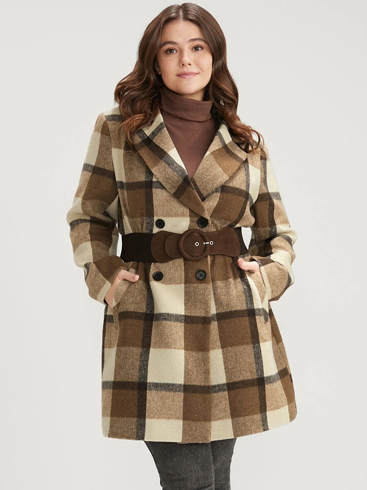 Plaid Suit Collar Double Breasted Pocket Blazer 6 Plaid Suit Collar Double Breasted Pocket Blazer - Image 4