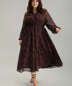 Chiffon Ditsy Floral Pocket Shirred Cuffs Dress -Clothing Shop 437734167 fh df0af68b 27db 4139 8318 b479ca2ccfc1