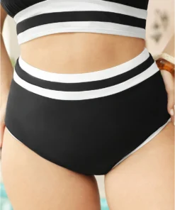 Contrast Trim High Waist Bikini Bottom -Clothing Shop 438203594 hm