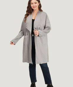 Solid Lapel Collar Patched Pocket Faux Suede Coat -Clothing Shop 439370925 mn aca38b10 1e0e 4116 99c0 0e8e83e297c4