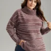 Striped Heather Turtleneck Split Hem Pullover -Clothing Shop 439864298 sp 33f6b4cc 6f61 4eb3 a6cc 419cdfc2c625