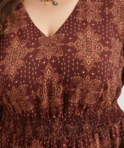 Bandana Print Elastic Waist Flutter Trim Dress -Clothing Shop 440235008 fe