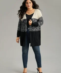 Colorblock Contrast Heather Open Front Cardigan -Clothing Shop 440882131 an 4ae1e09a 5b59 403c b7da e7a98784853e
