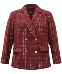 Halloween Plaid Tweed Button Up Pocket Lapel Collar Blazer -Clothing Shop 440924476 qu