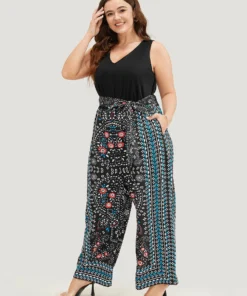 Paisley Patchwork Zipper Pocket Belted Tank Jumpsuit 17 Paisley Patchwork Zipper Pocket Belted Tank Jumpsuit -Clothing Shop 441125316 mq